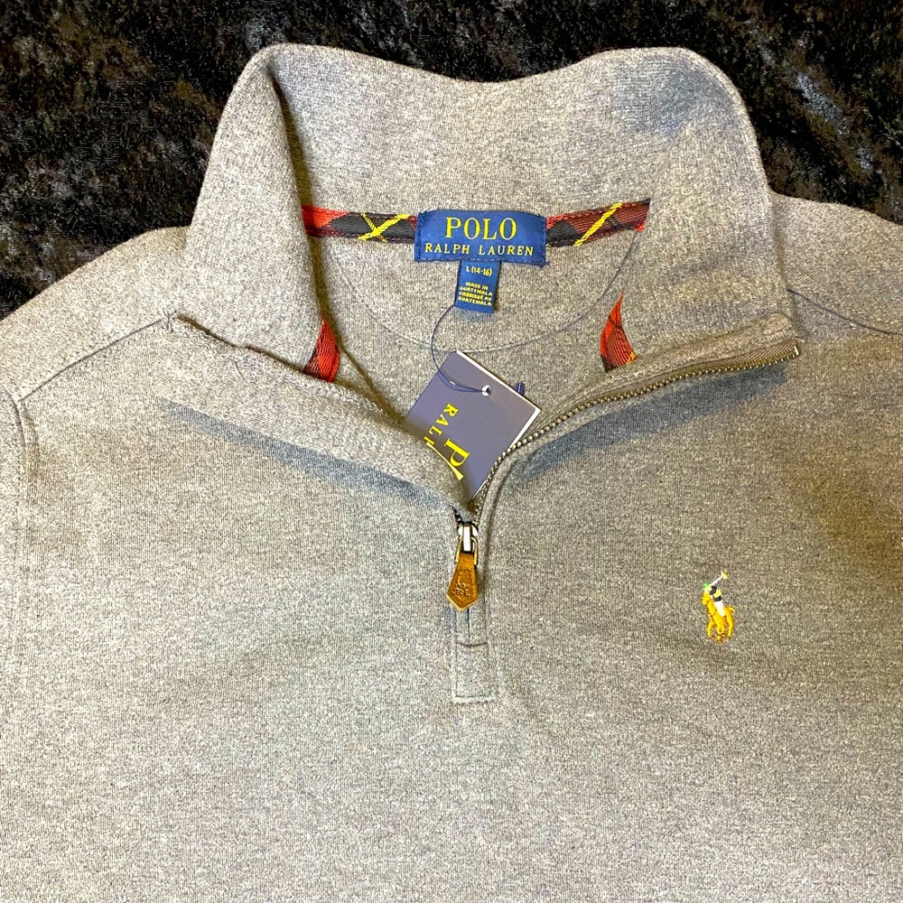 Polo - Grey Long Sleeve Pullover With Zipper
